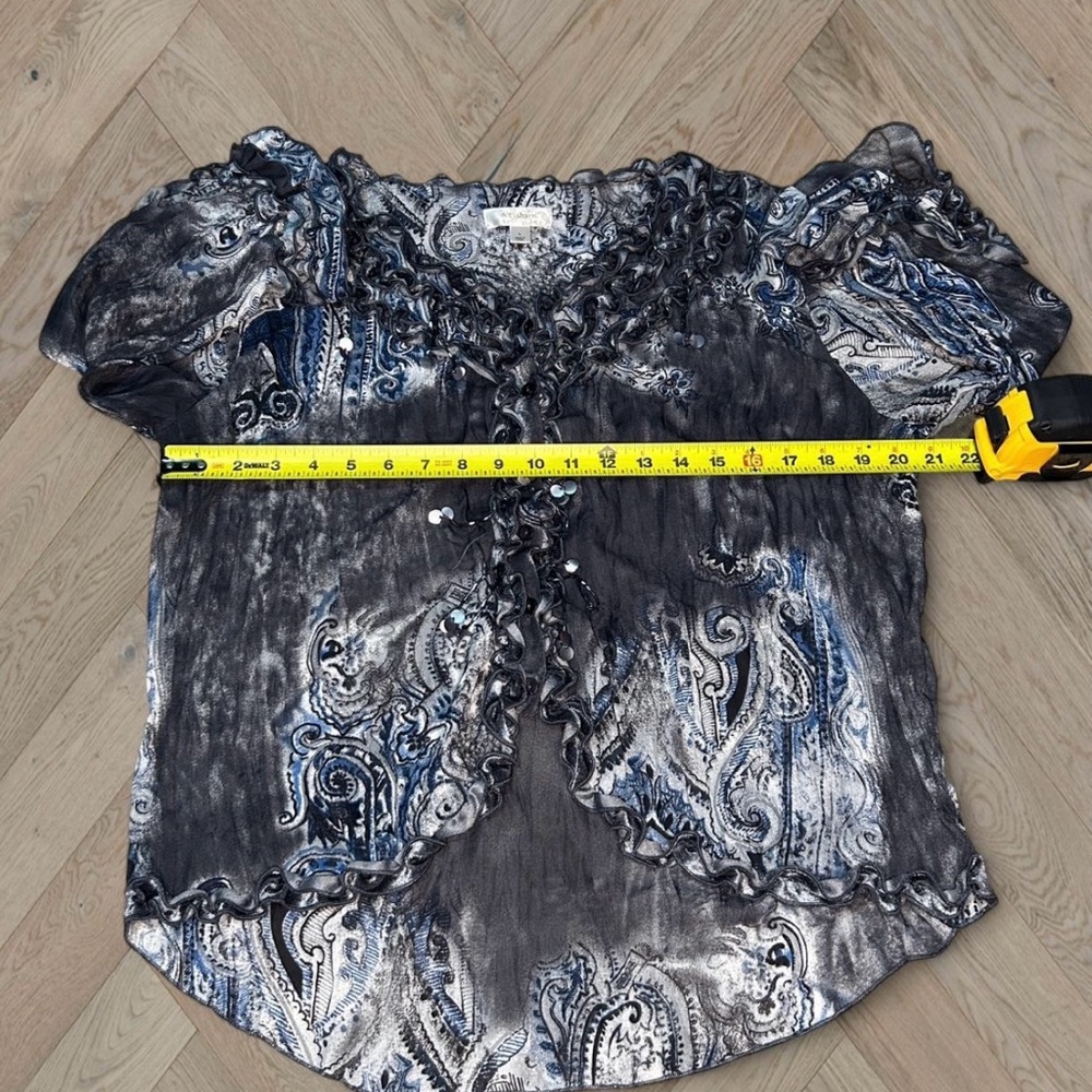 Dressbarn Paisley Ruffle and sequin Blouse - Picture 5 of 6